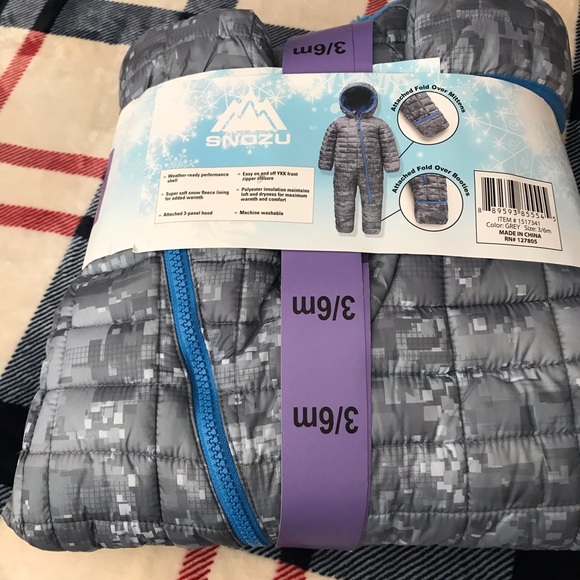 🆕 Snozu infant Snowsuit, Grey Pixel, 3/6 Months - Picture 2 of 3